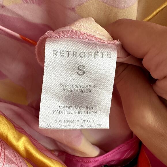 Retrofete Keaton Silk Strapless Maxi Dress Botanical Floral Pink - Picture 5 of 6